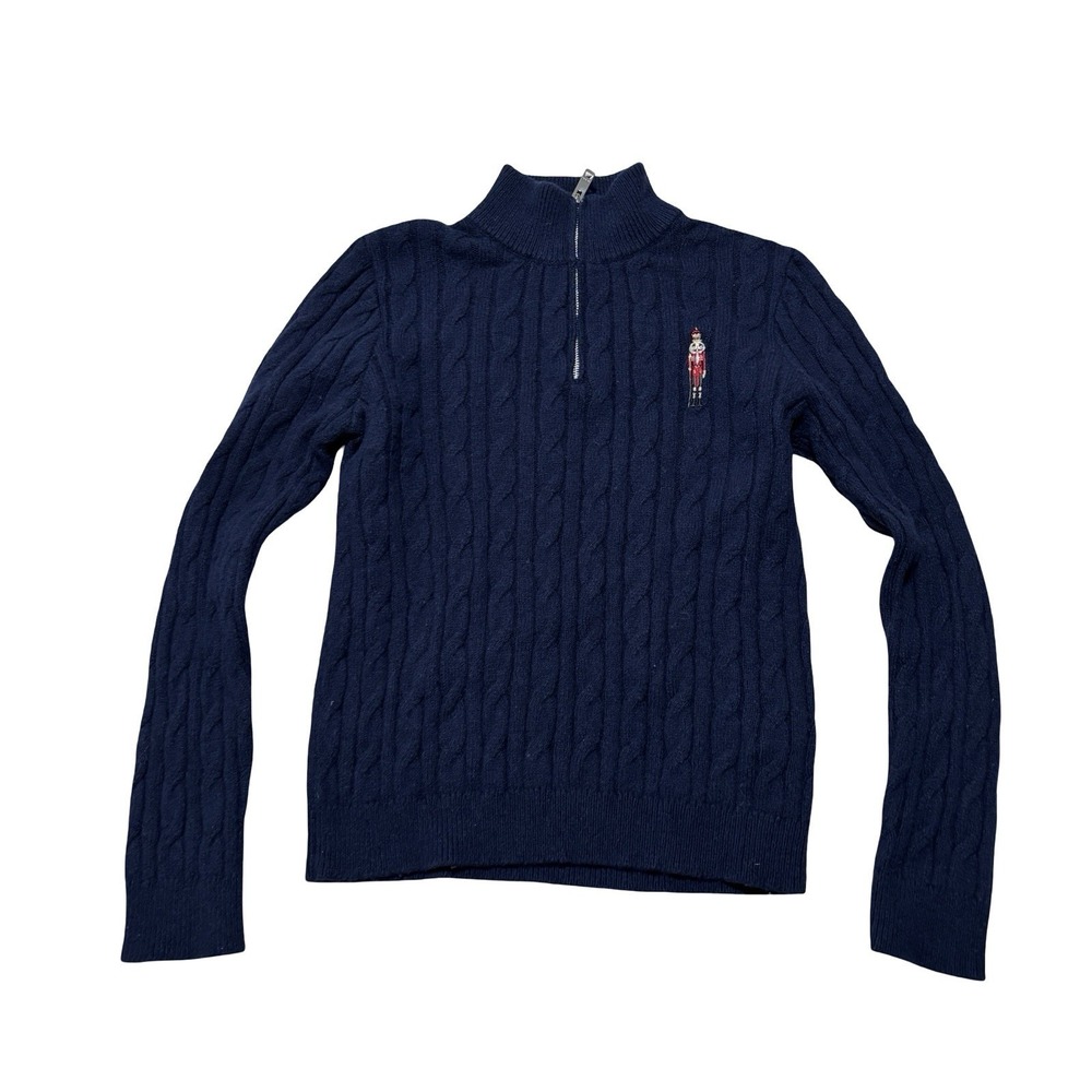 Reiss Little Boys 1/4 Zip Cable Knit Wool Blend Sweater Navy Size 11-12Yrs 16x20